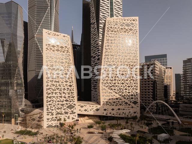 Modern buildings in King Abdullah Financial District (KAFD), Riyadh, Saudi Arabia.