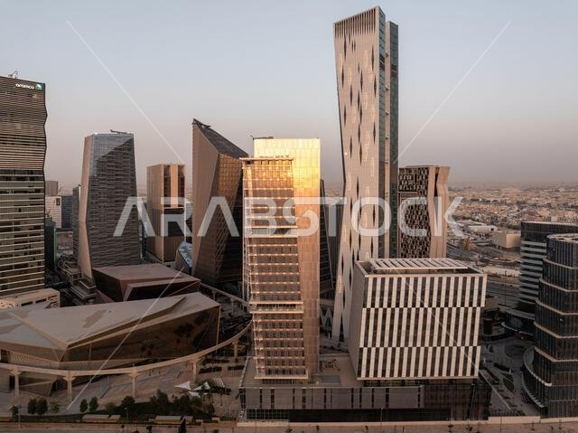 Modern buildings in King Abdullah Financial District (KAFD), Riyadh, Saudi Arabia.