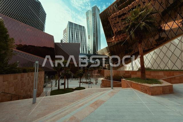 Modern buildings in King Abdullah Financial District (KAFD), Riyadh, Saudi Arabia.