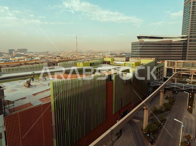 Modern buildings in King Abdullah Financial District (KAFD), Riyadh, Saudi Arabia.
