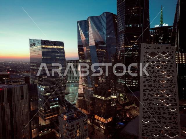 Modern buildings in King Abdullah Financial District (KAFD), Riyadh, Saudi Arabia.
