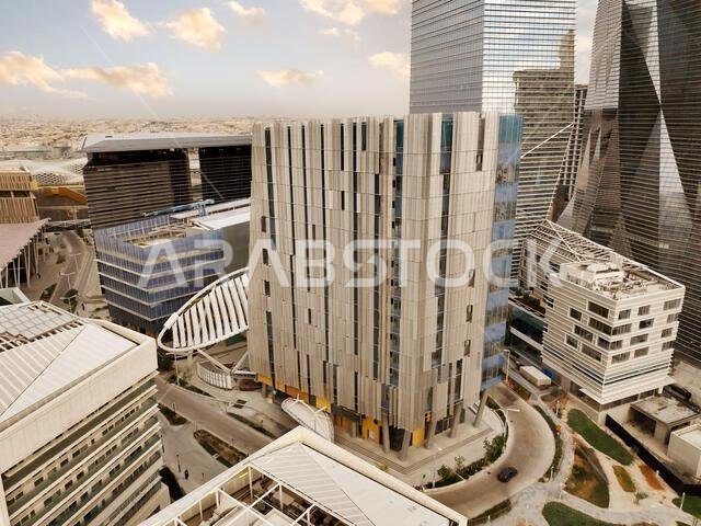 Modern buildings in King Abdullah Financial District (KAFD), Riyadh, Saudi Arabia.