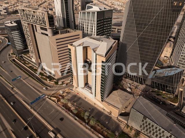 Modern buildings in King Abdullah Financial District (KAFD), Riyadh, Saudi Arabia.