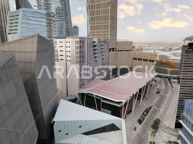 Modern buildings in King Abdullah Financial District (KAFD), Riyadh, Saudi Arabia.