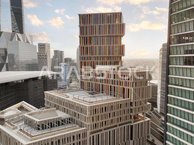 Modern buildings in King Abdullah Financial District (KAFD), Riyadh, Saudi Arabia.