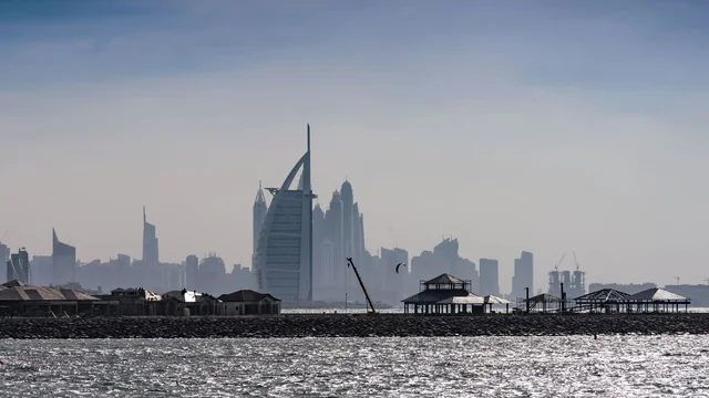Dubai Skyline with Burj Al Arab from the Sea