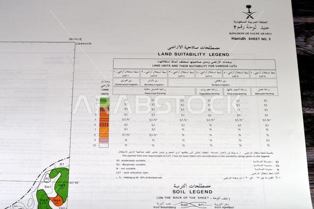 Cairo, Egypt, January 2 2024: Detailed soil survey of Hanidh and Urayirah areas in kingdom of Saudi Arabia, Maps, Topography and geographic locations