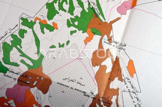 Cairo, Egypt, January 2 2024: Detailed soil survey of Hanidh and Urayirah areas in kingdom of Saudi Arabia, Maps, Topography and geographic locations