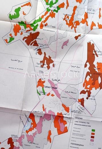Cairo, Egypt, January 2 2024: Detailed soil survey of Hanidh and Urayirah areas in kingdom of Saudi Arabia, Maps, Topography and geographic locations