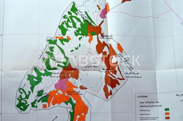 Cairo, Egypt, January 2 2024: Detailed soil survey of Hanidh and Urayirah areas in kingdom of Saudi Arabia, Maps, Topography and geographic locations