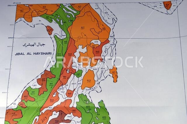 Cairo, Egypt, January 2 2024: Detailed soil survey of Hanidh and Urayirah areas in kingdom of Saudi Arabia, Maps, Topography and geographic locations