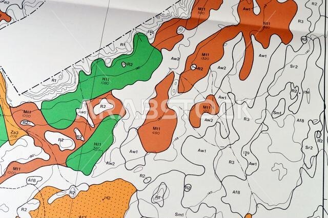 Cairo, Egypt, January 2 2024: Detailed soil survey of Hanidh and Urayirah areas in kingdom of Saudi Arabia, Maps, Topography and geographic locations