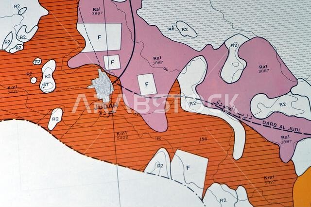 Cairo, Egypt, January 2 2024: Detailed soil survey of Hanidh and Urayirah areas in kingdom of Saudi Arabia, Maps, Topography and geographic locations