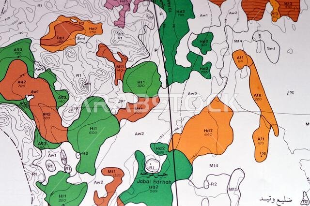 Cairo, Egypt, January 2 2024: Detailed soil survey of Hanidh and Urayirah areas in kingdom of Saudi Arabia, Maps, Topography and geographic locations