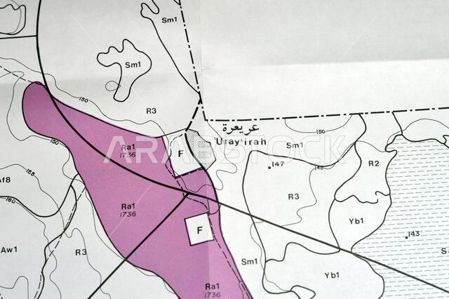 Cairo, Egypt, January 2 2024: Detailed soil survey of Hanidh and Urayirah areas in kingdom of Saudi Arabia, Maps, Topography and geographic locations