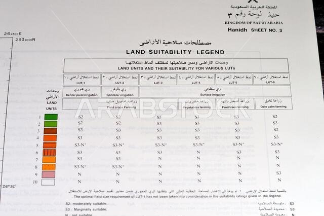 Cairo, Egypt, January 2 2024: Detailed soil survey of Hanidh and Urayirah areas in kingdom of Saudi Arabia, Maps, Topography and geographic locations