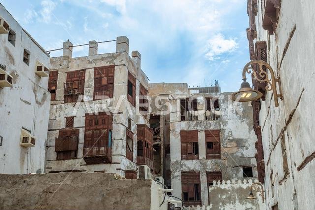 Al-Balad old town with abandoned muslim houses, Jeddah, Saudi Arabia