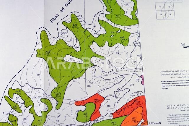 Cairo, Egypt, January 2 2024: Detailed soil survey of Hanidh and Urayirah areas in kingdom of Saudi Arabia, Maps, Topography and geographic locations