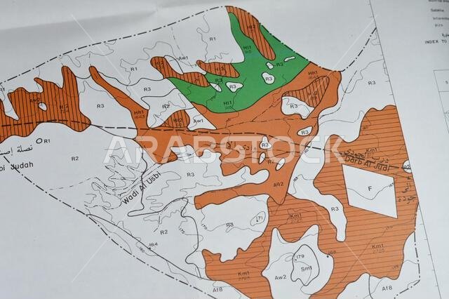 Cairo, Egypt, January 2 2024: Detailed soil survey of Hanidh and Urayirah areas in kingdom of Saudi Arabia, Maps, Topography and geographic locations