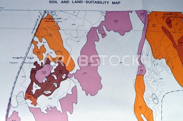Cairo, Egypt, January 2 2024: Detailed soil survey of Hanidh and Urayirah areas in kingdom of Saudi Arabia, Maps, Topography and geographic locations
