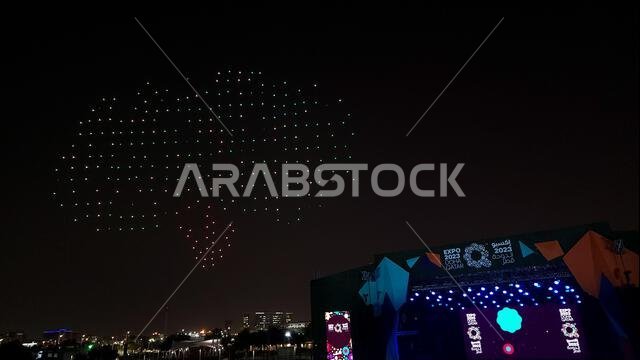 الدوحة، قطر - 12 ديسمبر 2023: عرض طائرات بدون طيار في معرض إكسبو قطر 2023
