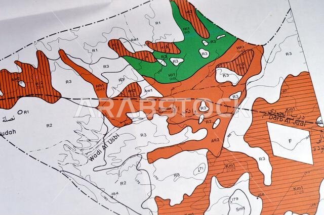 Cairo, Egypt, January 2 2024: Detailed soil survey of Hanidh and Urayirah areas in kingdom of Saudi Arabia, Maps, Topography and geographic locations