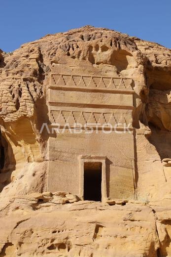 Rock cut Nabatean tomb at AlUla in Saudi Arabia Rock cut Nabatean tomb at AlUla in Saudi Arabia