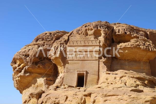 Rock cut Nabatean tomb at AlUla in Saudi Arabia