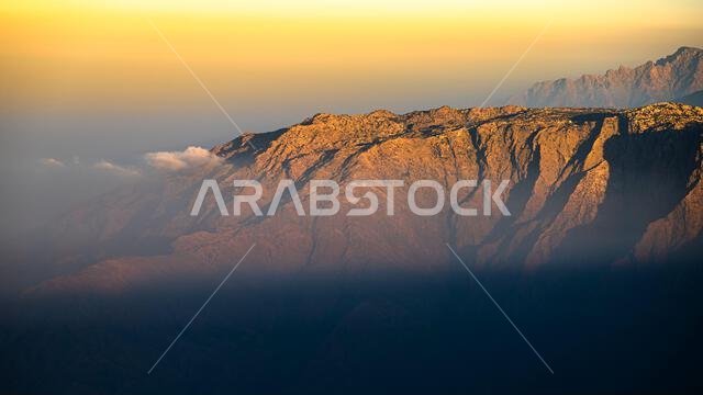 Discover the beauty of Saudi Arabia. Extraordinary landscape of the Asir Mountains, Sarawat mountain range in Billasmar area.