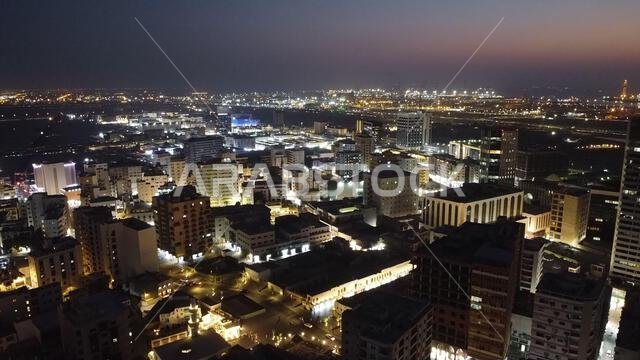 Evening Shot just after Sunset of Jeddah's Downtown Skyline