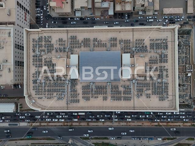 Drone shot flying. Saudi Arabia. Riyadh. Road. Day.