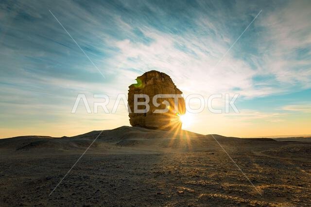 Judah thumb or devil thumb is a rock formation in the desert near Riyadh, Saudi Arabia sunrise background. Judah thumb or devil thumb is a rock formation in the desert near Riyadh, Saudi Arabia sunrise background.