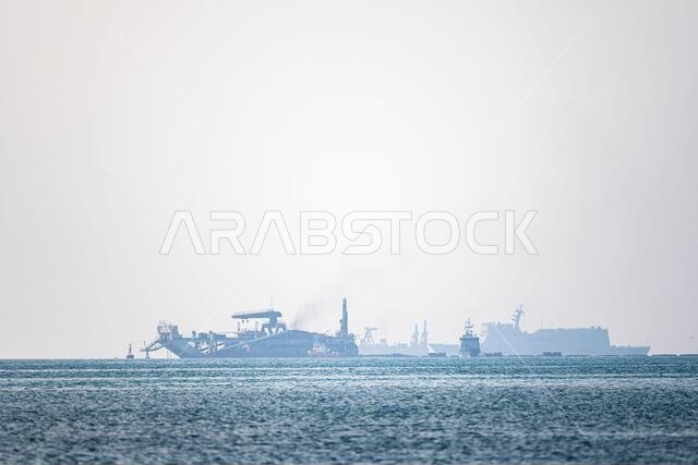 Jeddah, Saudi Arabia - December 01, 2023: A view on the infrastructure of Jeddah Islamic Port.