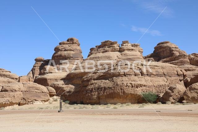 Rock formations in the desert around AlUla in Saudi Arabia
