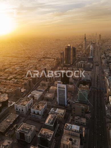 Drone shot flying. Saudi Arabia. Riyadh. Sunrise. Drone shot flying. Saudi Arabia. Riyadh. Sunrise.