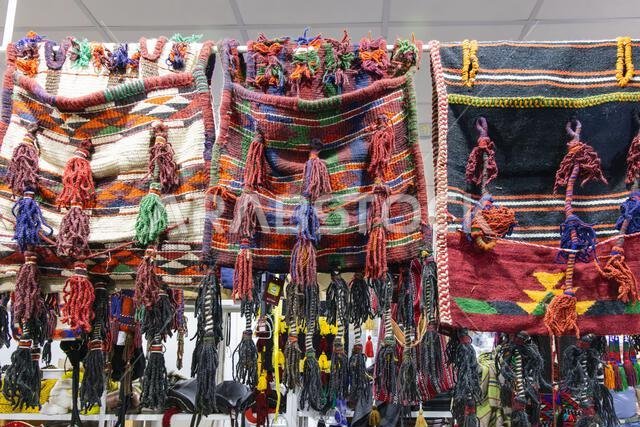 Middle East, Saudi Arabia, Tabuk. Hand bags for sale at the market in Tabuk.