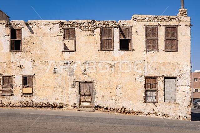 Middle East, Saudi Arabia, Tabuk, Duba. An old stone stucco building in the port city of Duba. Middle East, Saudi Arabia, Tabuk, Duba. An old stone stucco building in the port city of Duba.