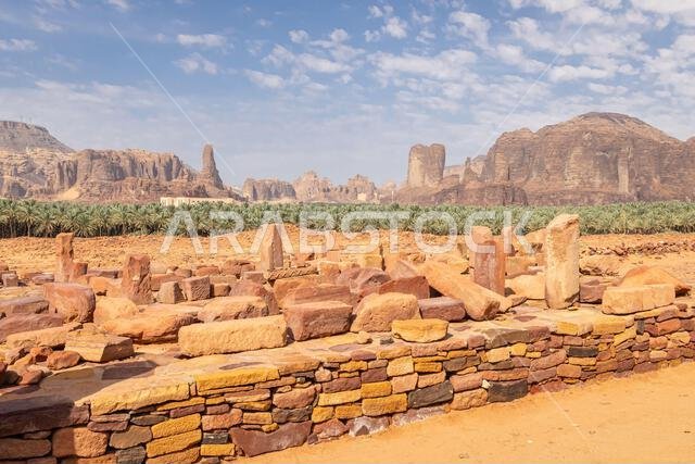 الشرق الأوسط، المملكة العربية السعودية، المدينة المنورة، العلا. آثار في مركز زوار دادان، موقع مملكة قديمة.