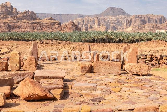 الشرق الأوسط، المملكة العربية السعودية، المدينة المنورة، العلا. آثار في مركز زوار دادان، موقع مملكة قديمة.