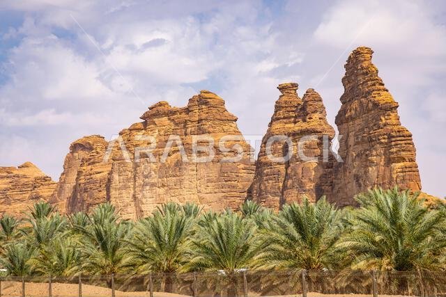 Middle East, Saudi Arabia, Medina, Al-Ula. Desert mountains at the Dadan visitor center, site of an ancient kingdom.