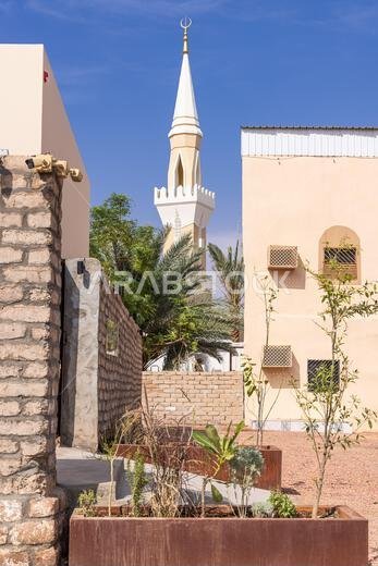 الشرق الأوسط، المملكة العربية السعودية، المدينة المنورة، العلا. مئذنة في البلدة القديمة بالعلا.