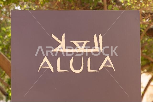 Middle East, Saudi Arabia, Medina, Al-Ula. Sign in old town Al-Ula.