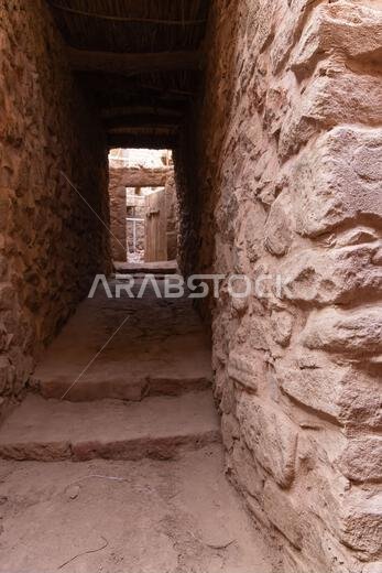 Middle East, Saudi Arabia, Medina, Al-Ula. Covered alleyway in old town Al-Ula.