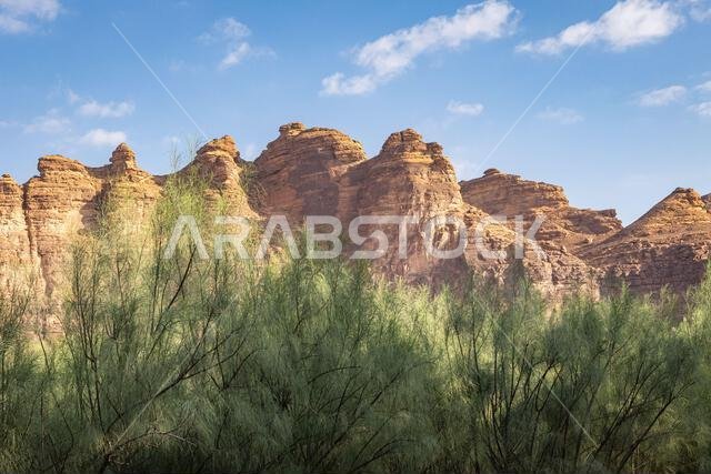 Middle East, Saudi Arabia, Medina, Al-Ula. Mountains near the Daimumah Oasis
