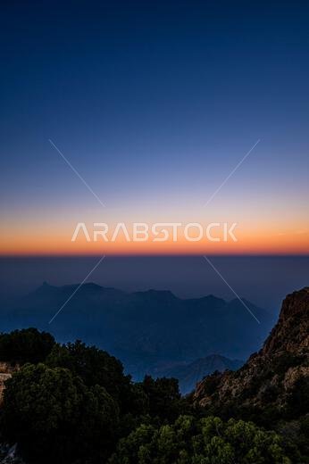 Discover the beauty of Saudi Arabia. Extraordinary landscape of the Asir Mountains, Sarawat mountain range in Billasmar area.