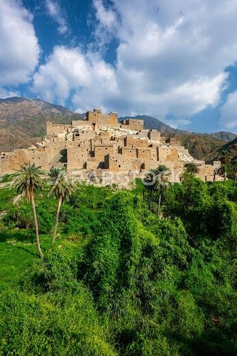 Thee Ain, Al Bahah, Saudi Arabia - November 26, 2023: View of Thee Ain, Zee Ain or Dhee Ain, heritage village.