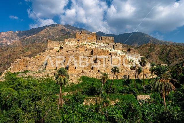 Thee Ain, Al Bahah, Saudi Arabia - November 26, 2023: View of Thee Ain, Zee Ain or Dhee Ain, heritage village.