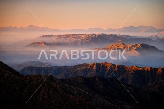 Picturesque landscape of the Asir Mountains at sunrise, Saudi Arabia. Picturesque landscape of the Asir Mountains at sunrise, Saudi Arabia.