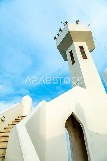 White Salem Bin Laden Mosque minaret, Al Khobar, Saudi Arabia White Salem Bin Laden Mosque minaret, Al Khobar, Saudi Arabia