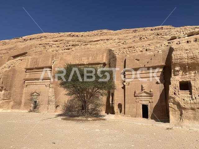The tombs of Hegra (a.k.a. Mada'in Salih or Al-Hijr) the ancient city of the Nabataean Empire located near Al-Ula, Saudi Arabia